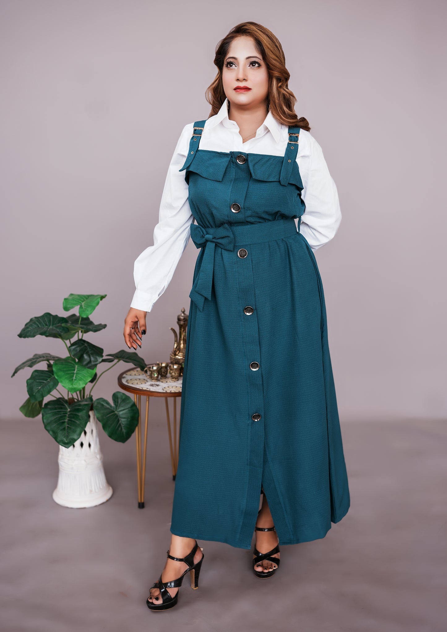 2 Pc Western Style Romper Teal Colour Imported Georgette Fabric