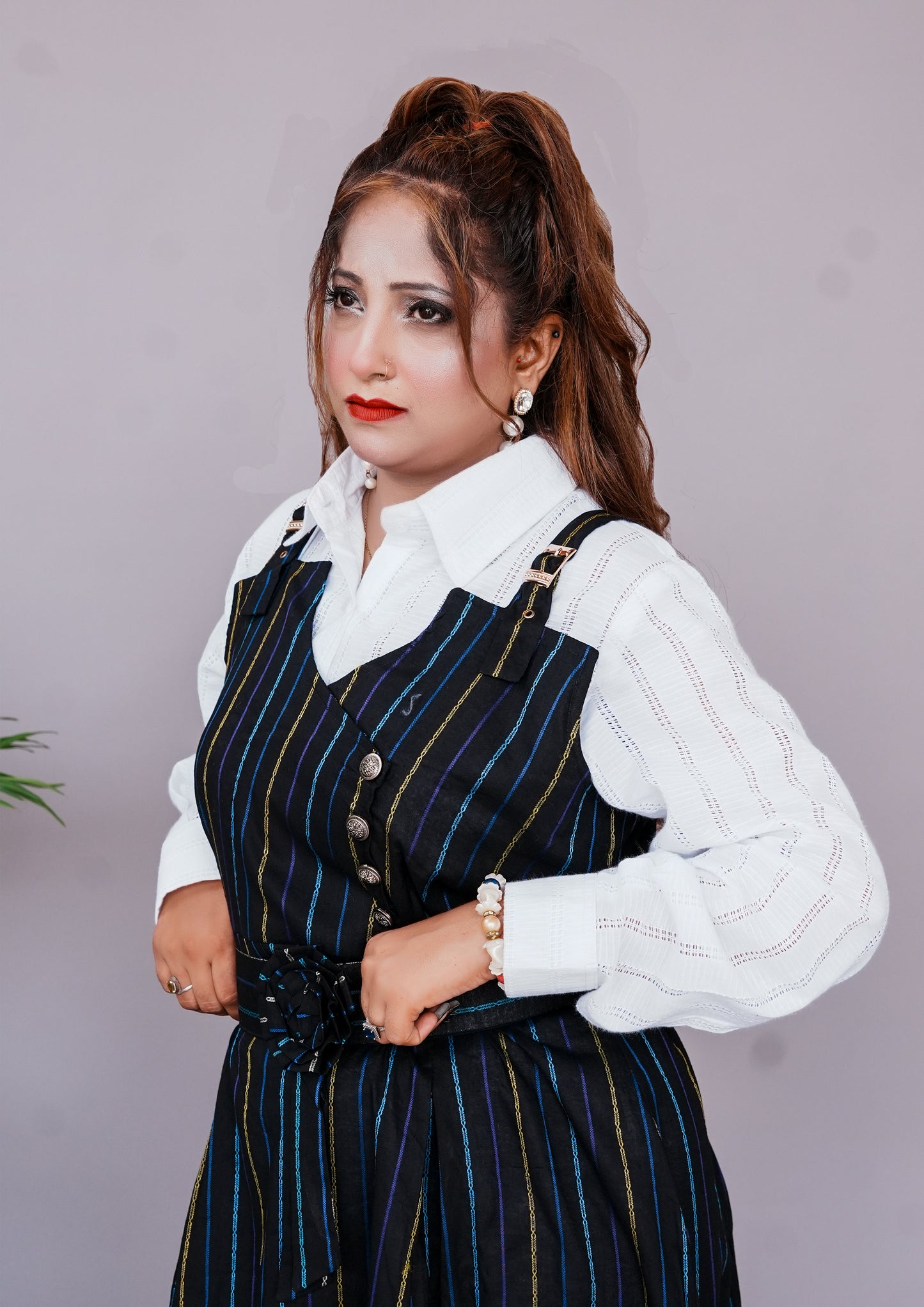 2 Pc Western Style Romper Black Colour Imported Cotton Fabric