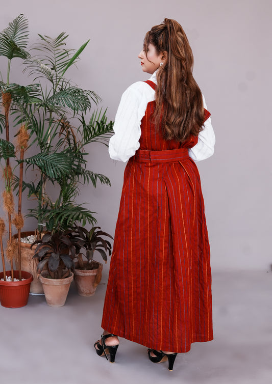 2 Pc Western Style Romper Rust Red Colour Imported Cotton Fabric