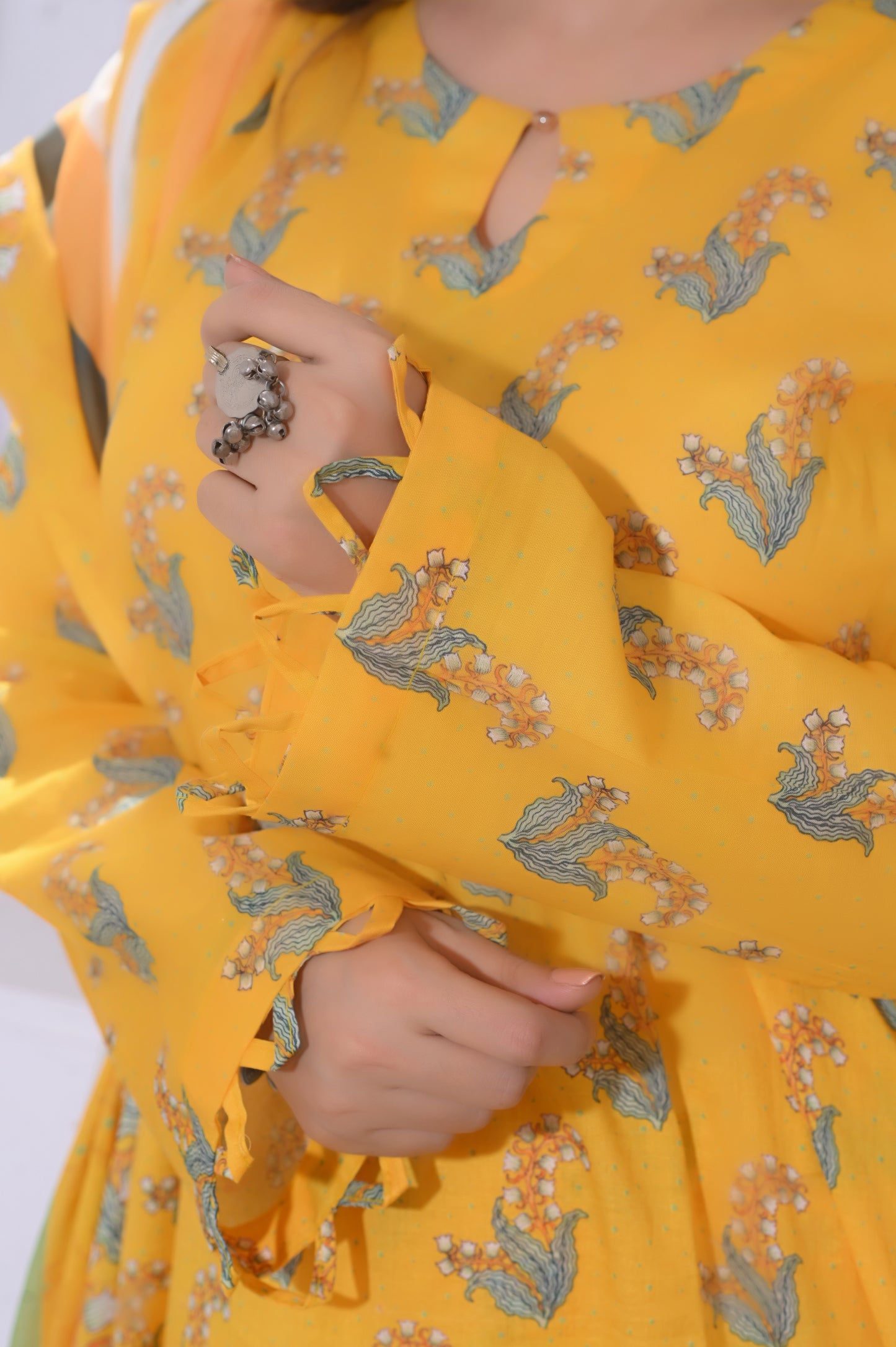 Yellow Charm 3-Piece Printed Lawn Suit.