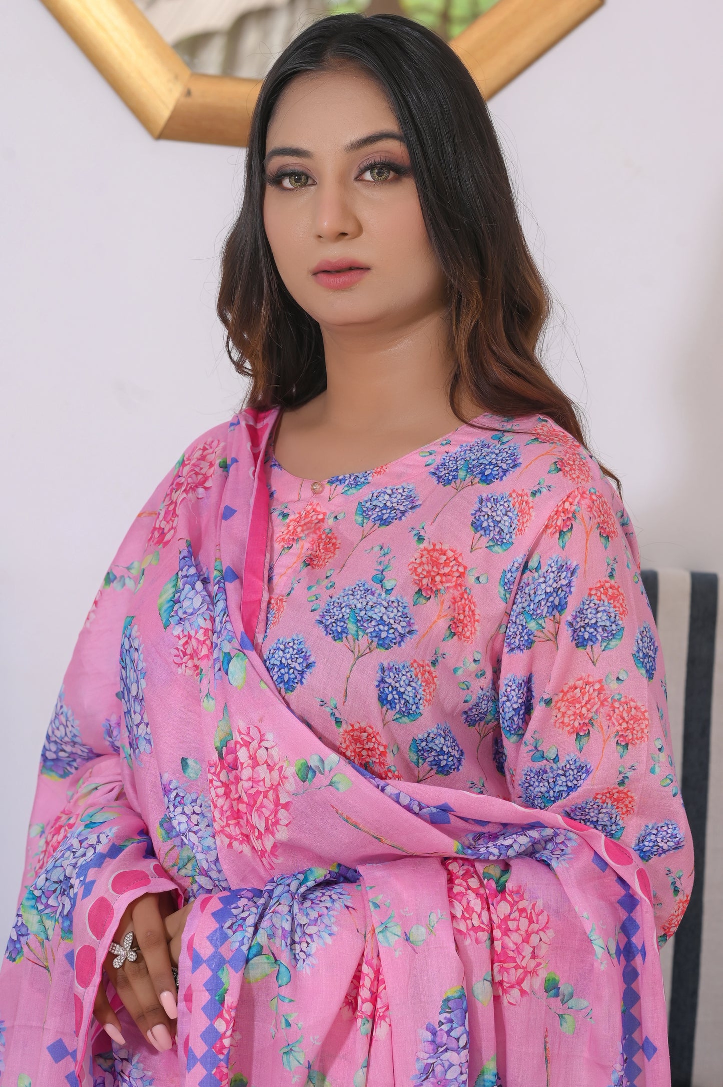 Blossom Pink 3-Piece Printed Lawn Suit.