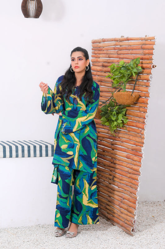 Tropical Leaf Print Co-Ord Set.