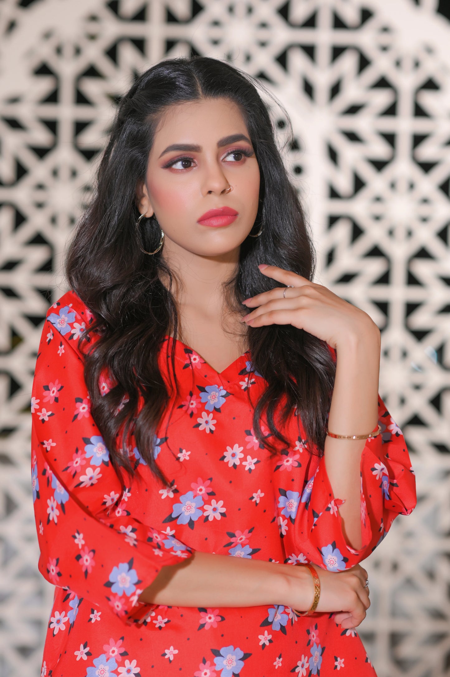 Rosy Bloom 2-Piece Cotton Suit.