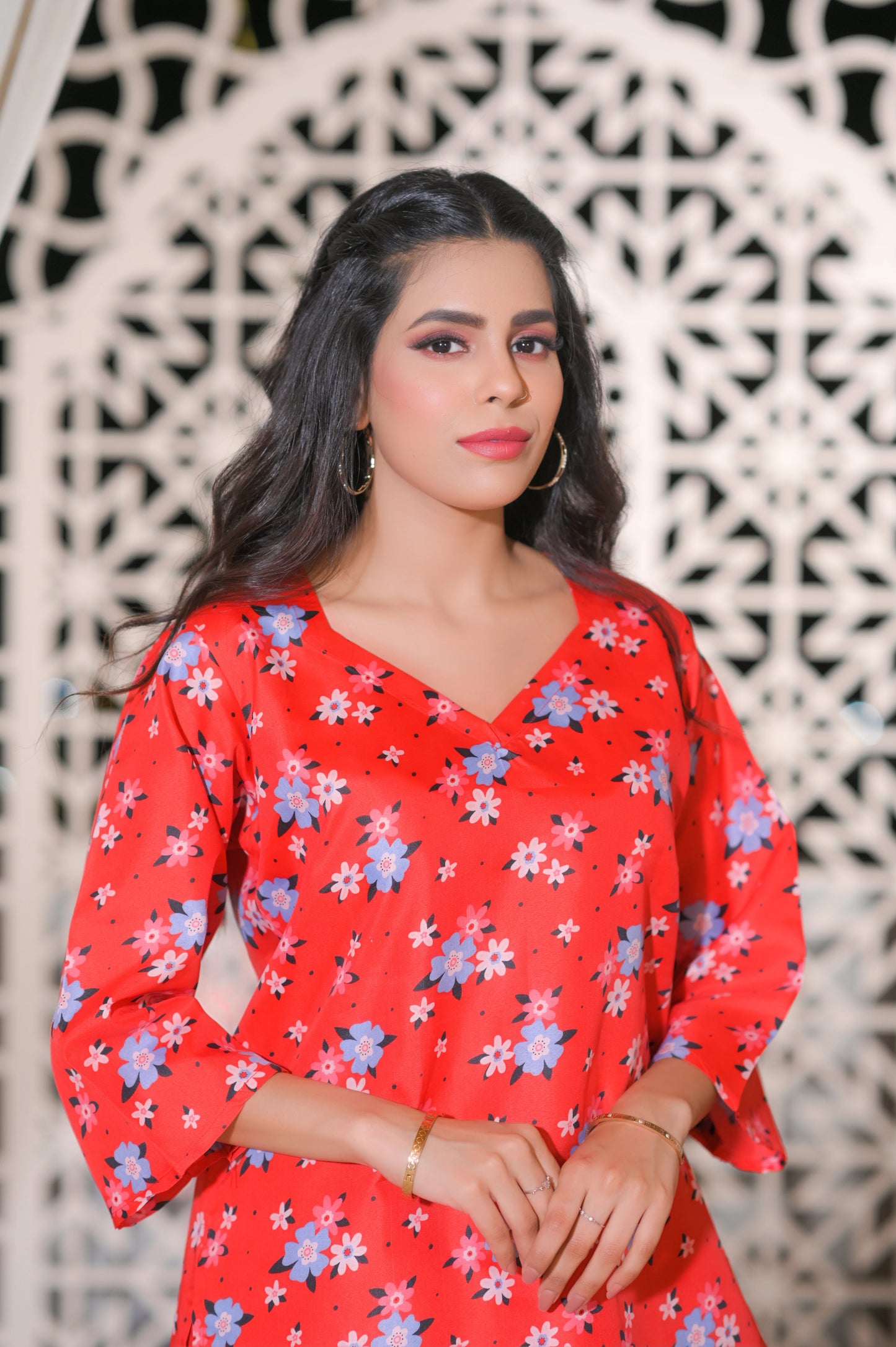 Rosy Bloom 2-Piece Cotton Suit.