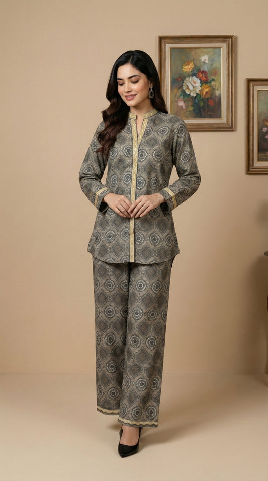 Earthtone Geometric Print Co-ord Set