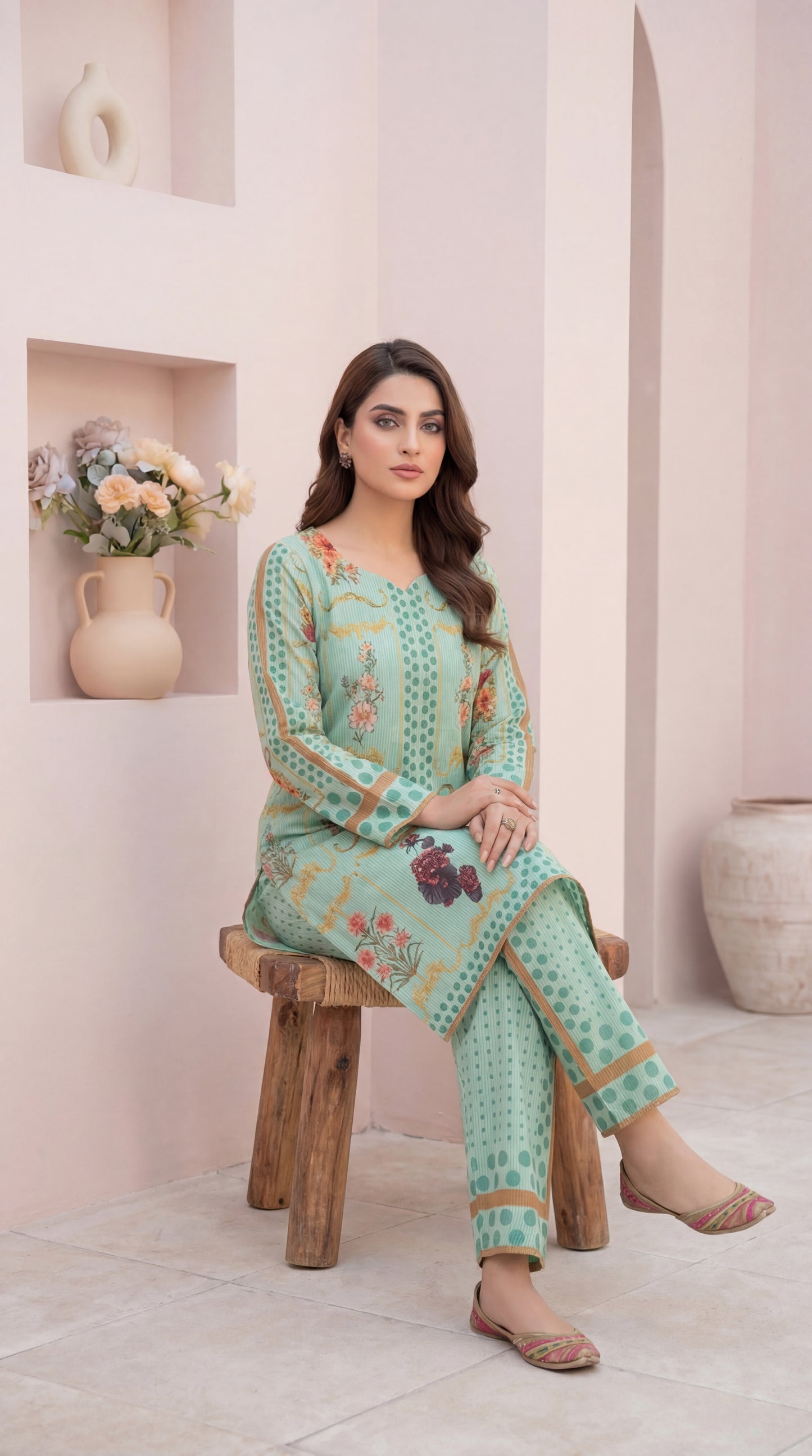 Sage Mint Floral & Polka Dot Co-ord Set