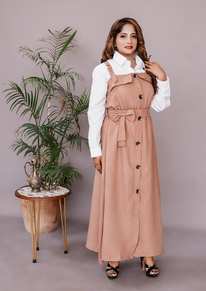 2 Pc Western Style Romper Camel Beige Colour Imported Georgette Fabric