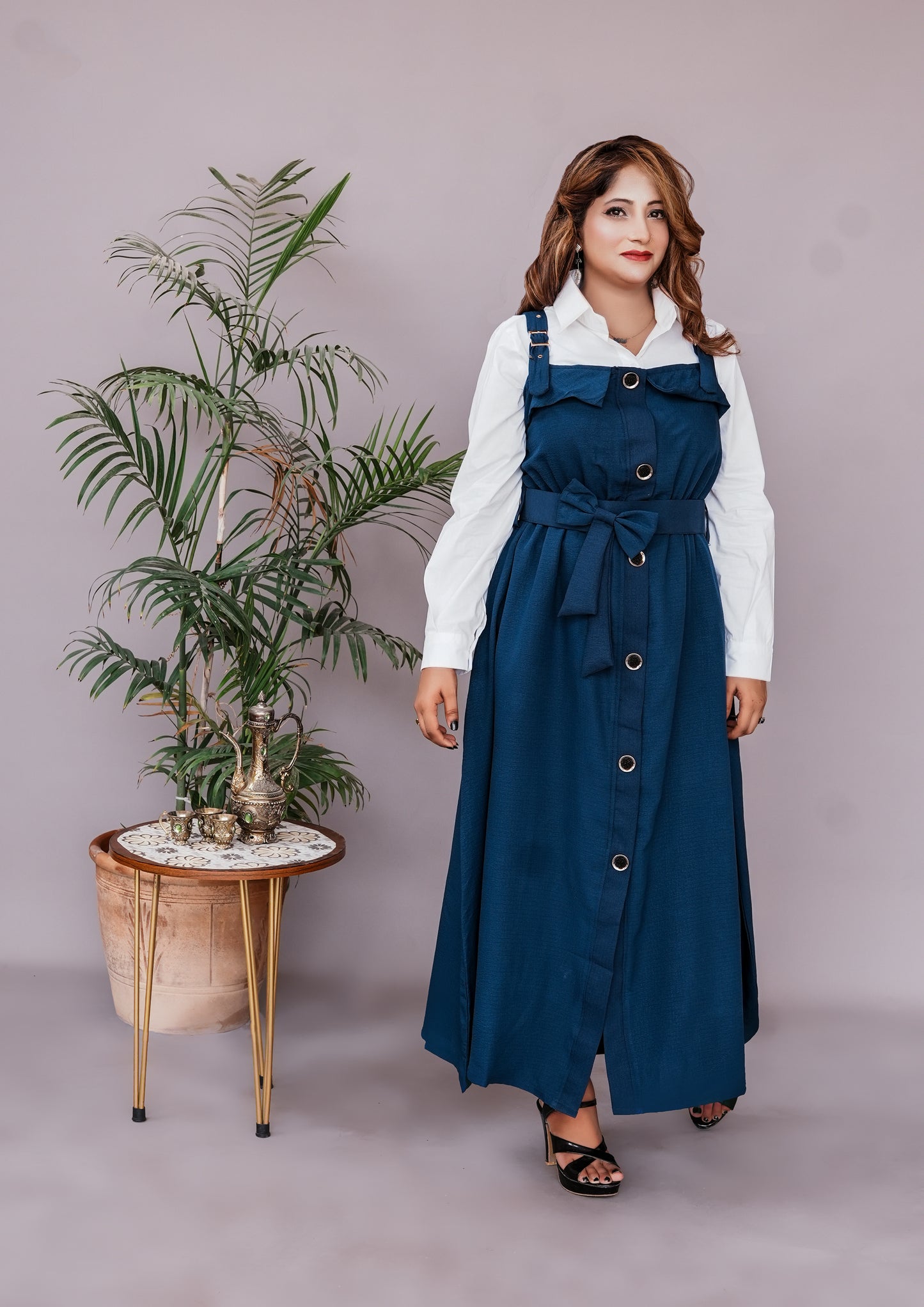 2 Pc Western Style Romper Navy Blue Colour Imported Georgette Fabric