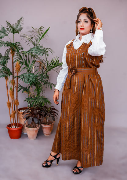 2 Pc Western Style Romper Brown Colour Imported Cotton Fabric