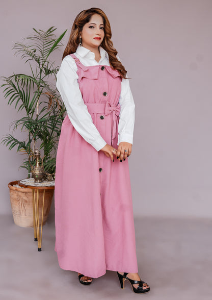 2 Pc Western Style Romper Dusty Pink Colour Imported Georgette Fabric