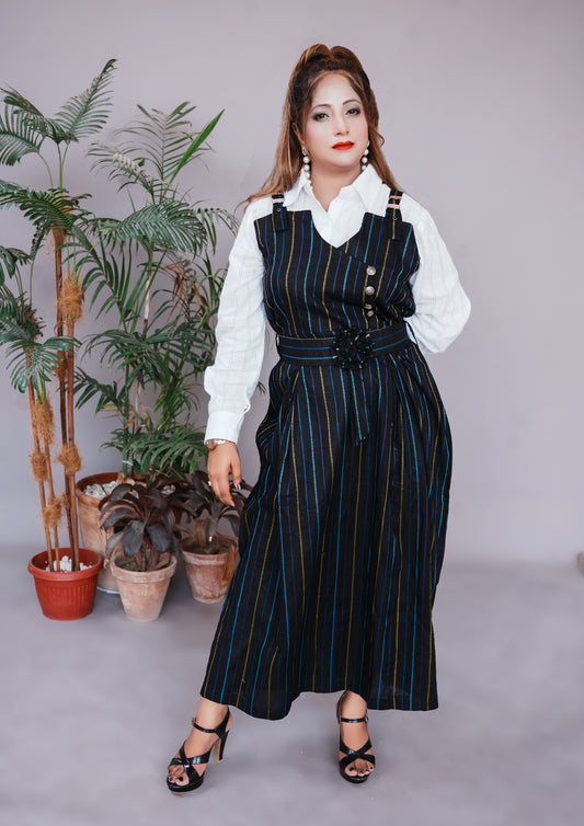 2 Pc Western Style Romper Black Colour Imported Cotton Fabric