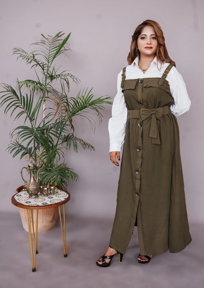 2 Pc Western Style Romper Olive Green Colour Imported Georgette Fabric