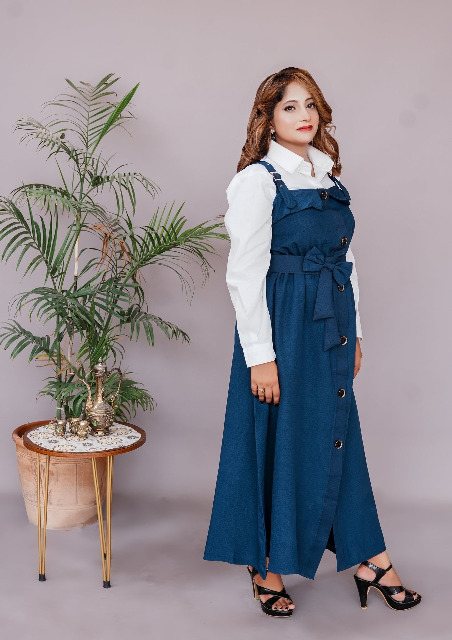 2 Pc Western Style Romper Navy Blue Colour Imported Georgette Fabric