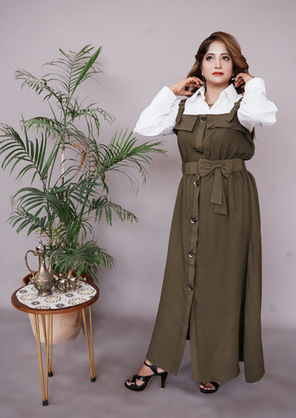 2 Pc Western Style Romper Olive Green Colour Imported Georgette Fabric