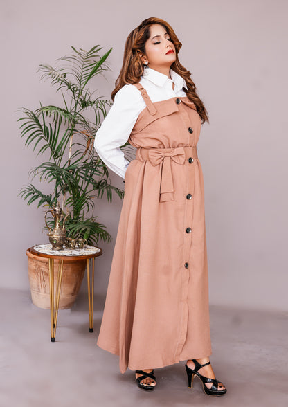 2 Pc Western Style Romper Camel Beige Colour Imported Georgette Fabric