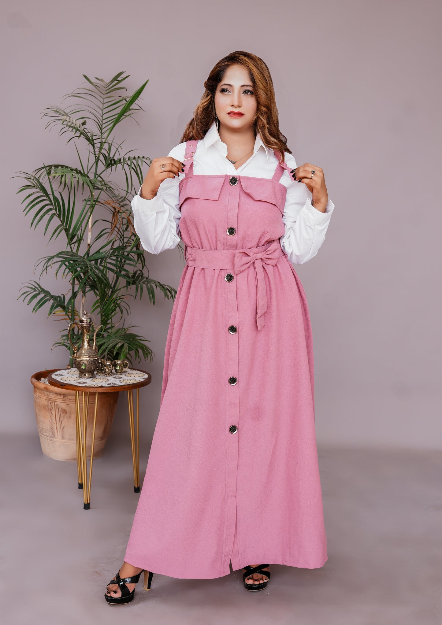 2 Pc Western Style Romper Dusty Pink Colour Imported Georgette Fabric