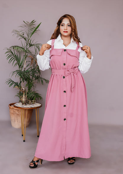 2 Pc Western Style Romper Dusty Pink Colour Imported Georgette Fabric