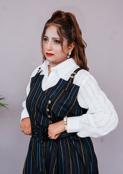 2 Pc Western Style Romper Black Colour Imported Cotton Fabric