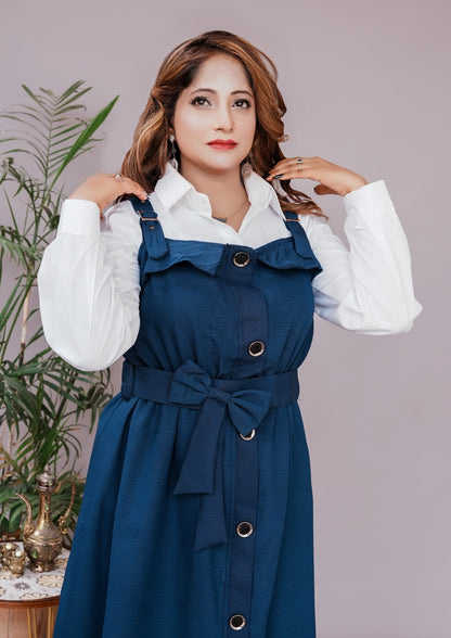 2 Pc Western Style Romper Navy Blue Colour Imported Georgette Fabric