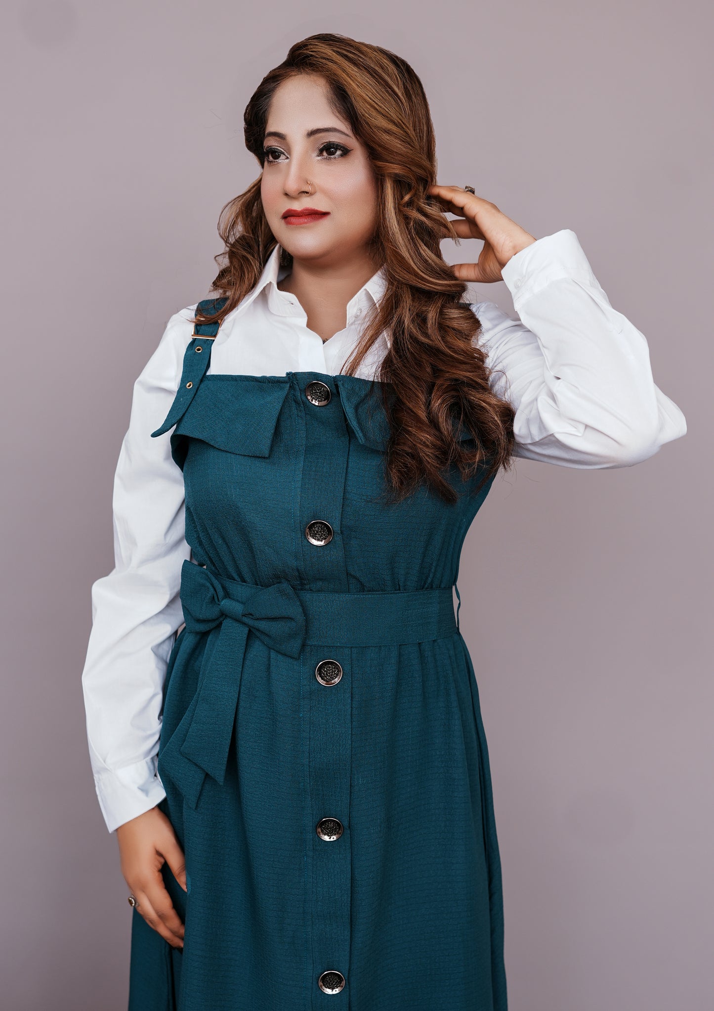 2 Pc Western Style Romper Teal Colour Imported Georgette Fabric