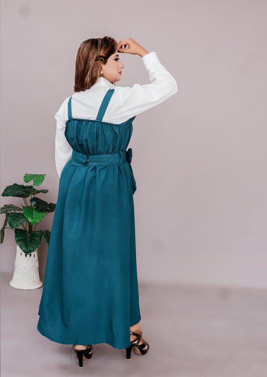 2 Pc Western Style Romper Teal Colour Imported Georgette Fabric