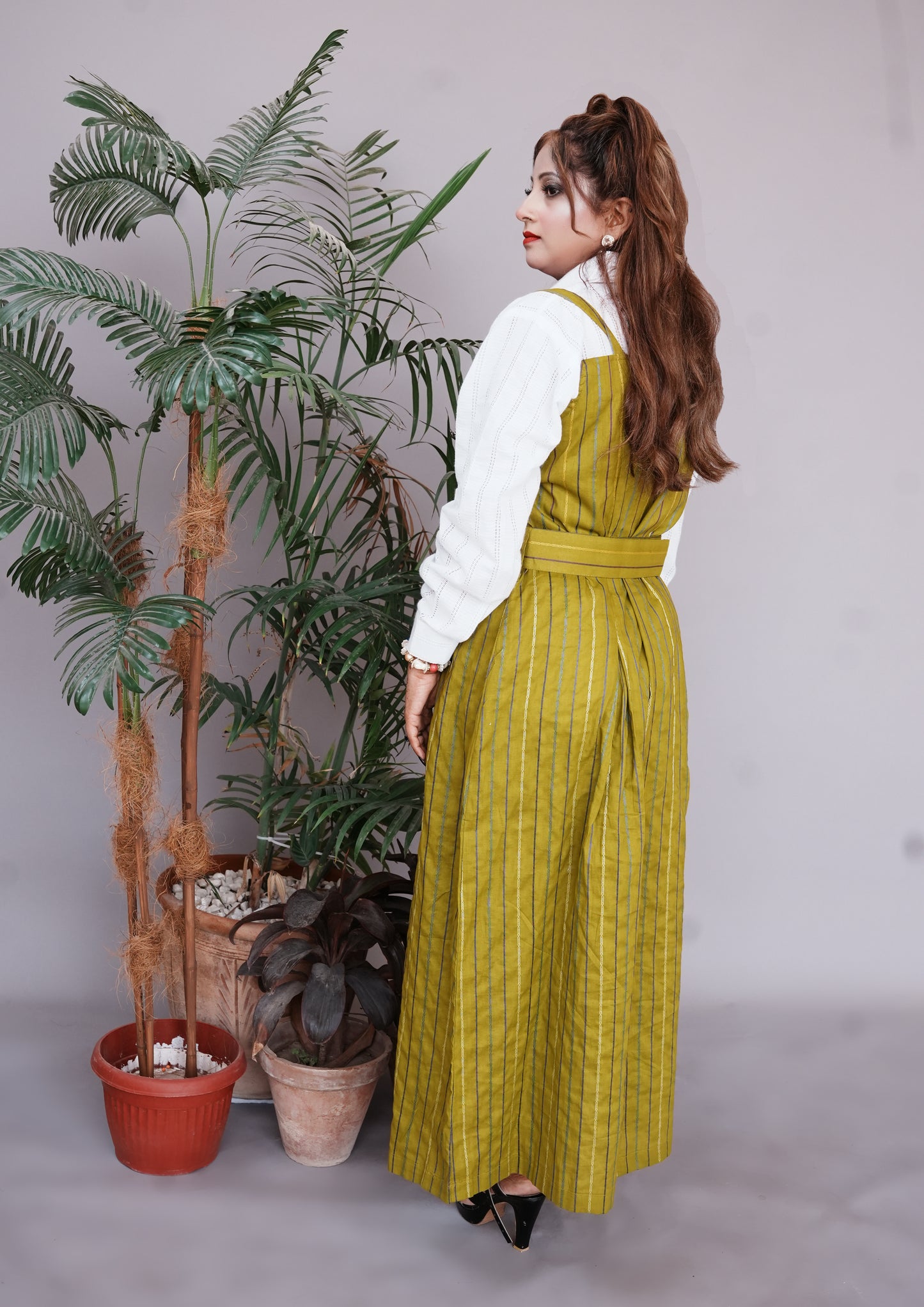 2 Pc Western Style Romper Mustard Yellow Colour Imported Cotton Fabric