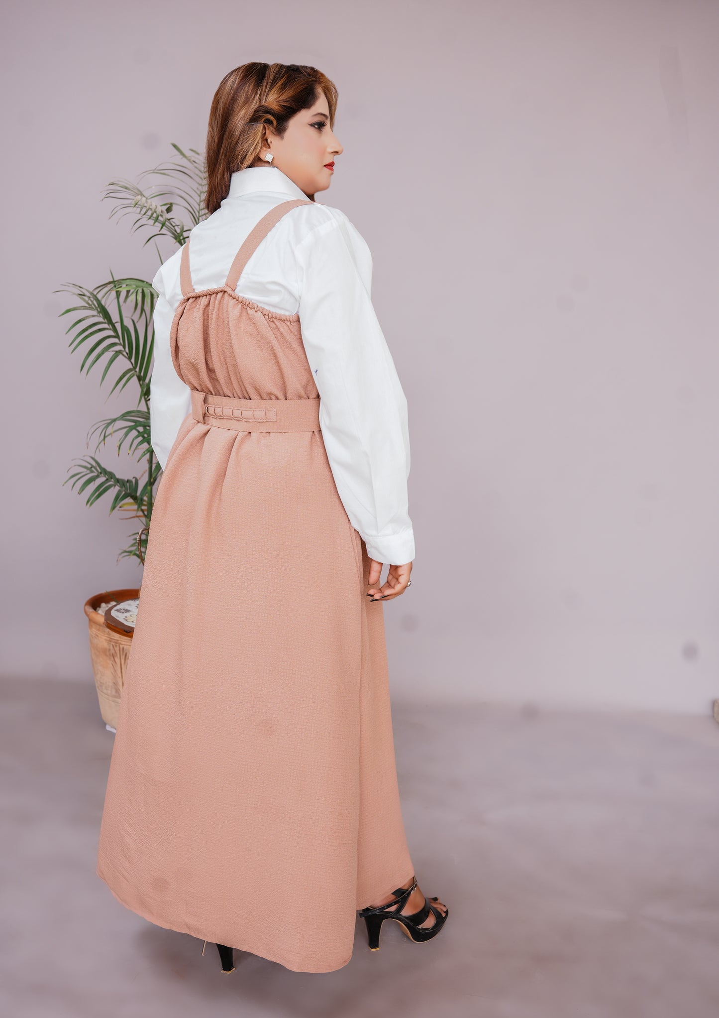 2 Pc Western Style Romper Camel Beige Colour Imported Georgette Fabric