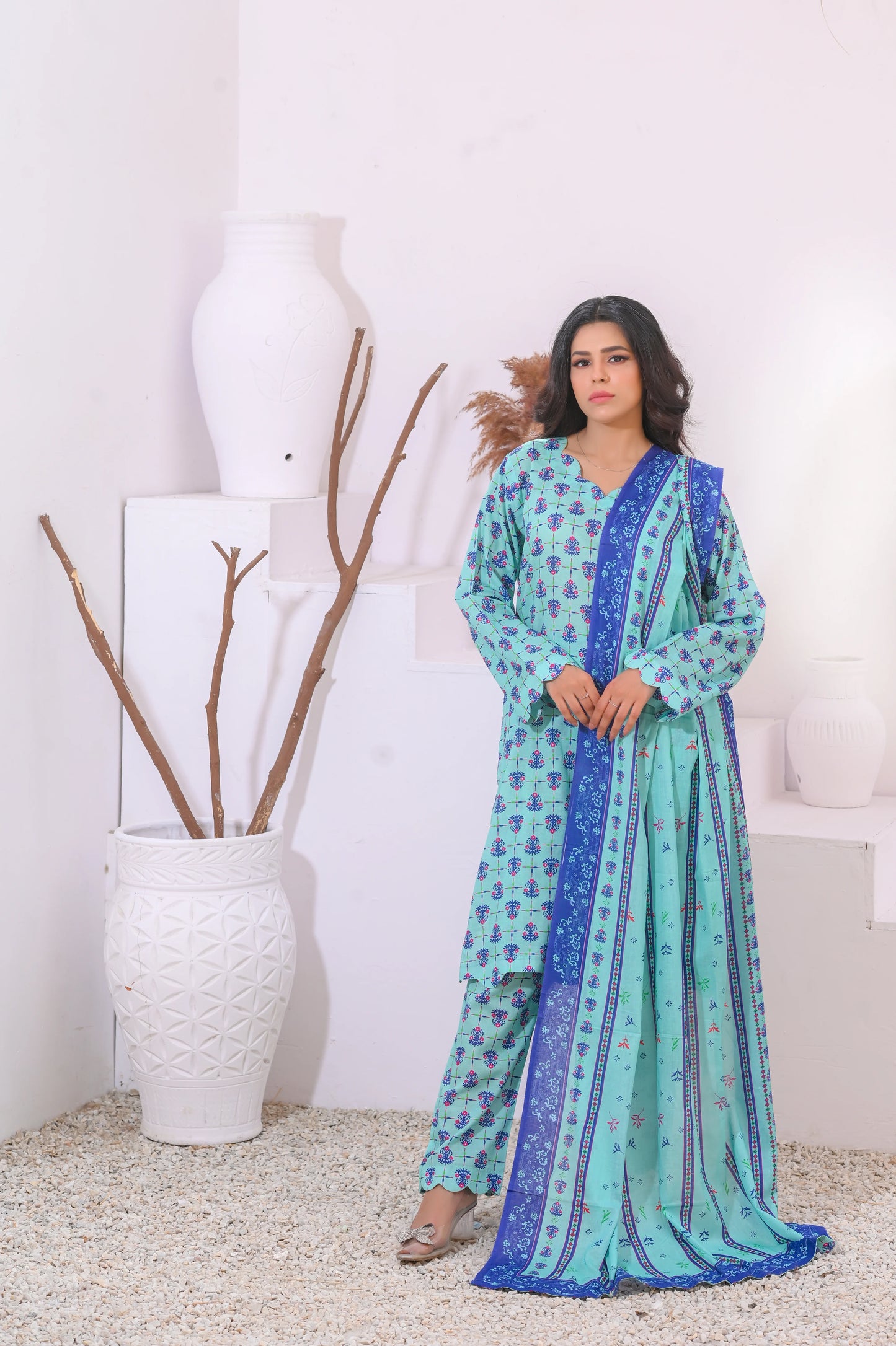 Ocean Breeze  3-Piece Printed Lawn Suit.