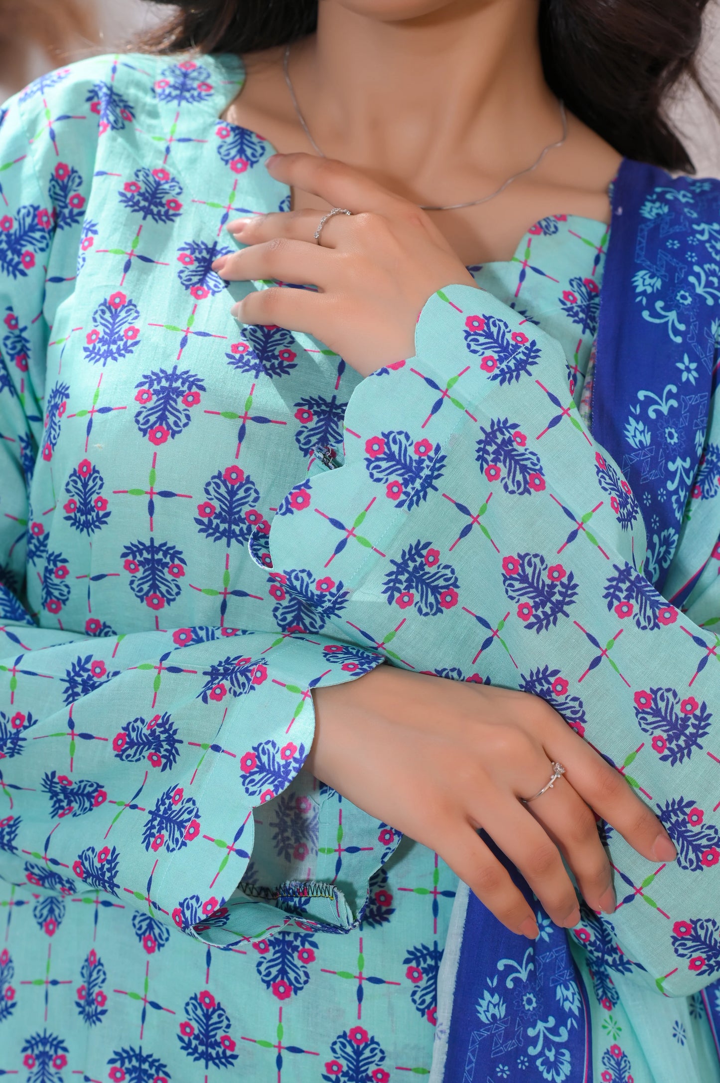 Ocean Breeze  3-Piece Printed Lawn Suit.