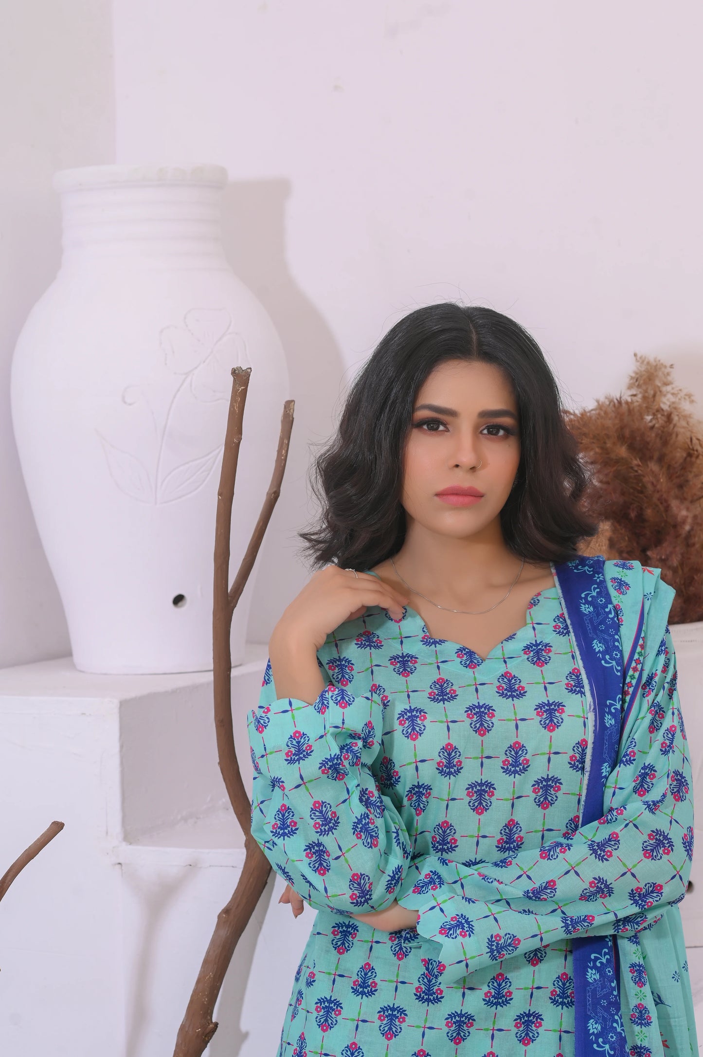 Ocean Breeze  3-Piece Printed Lawn Suit.