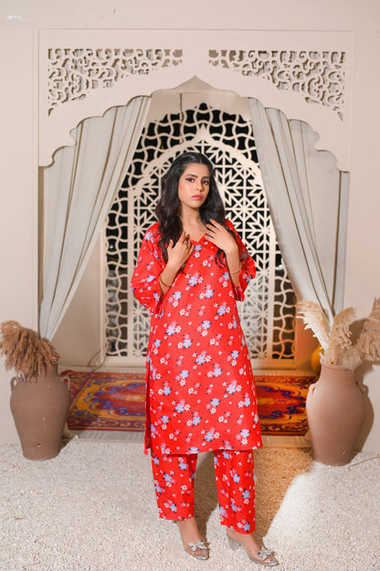 Rosy Bloom 2-Piece Cotton Suit.