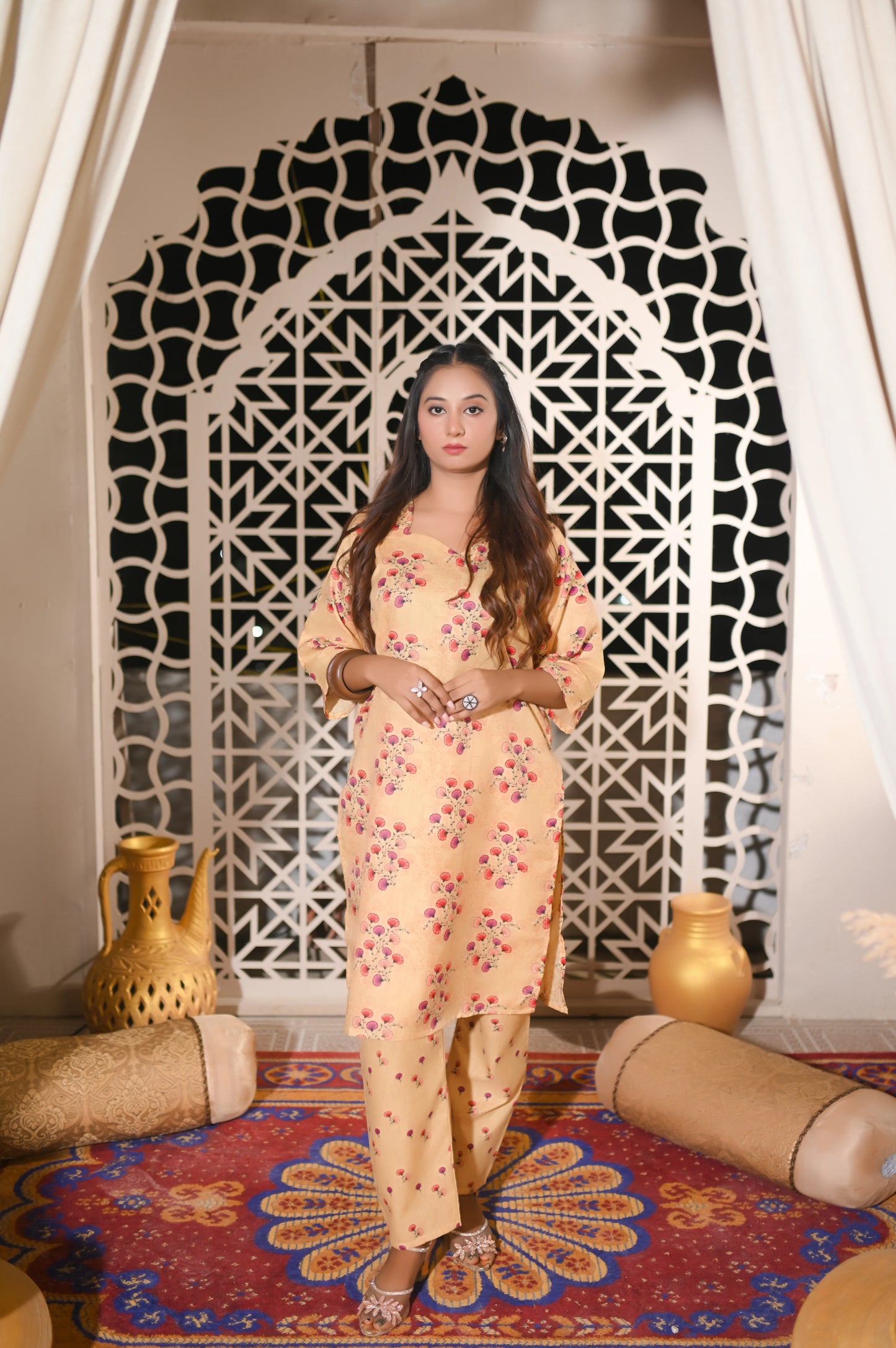 Blush Peach 2-Piece Cotton Suit.