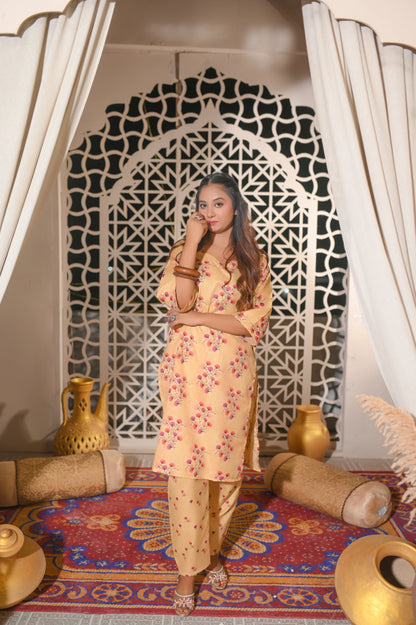 Blush Peach 2-Piece Cotton Suit.