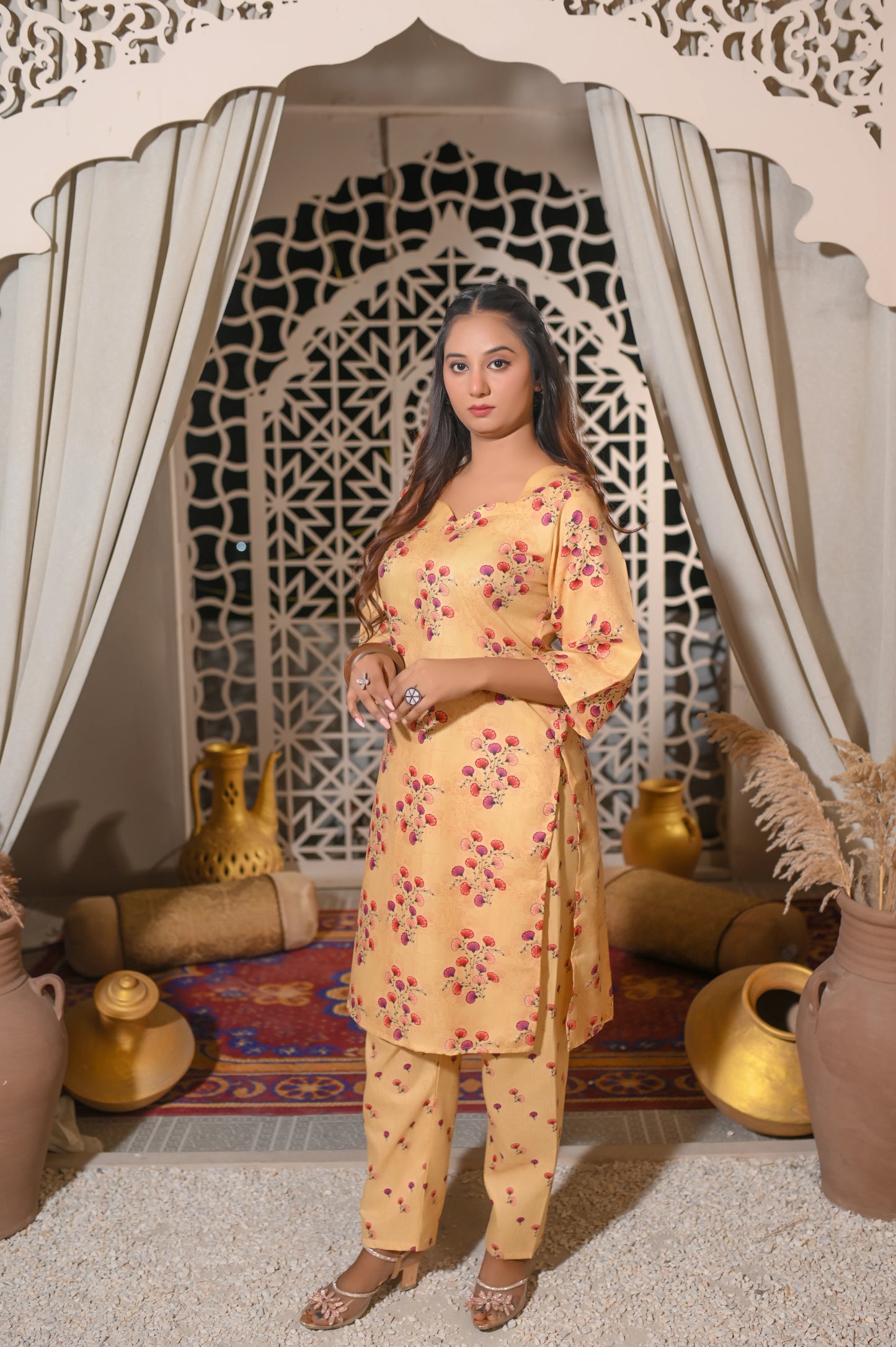 Blush Peach 2-Piece Cotton Suit.