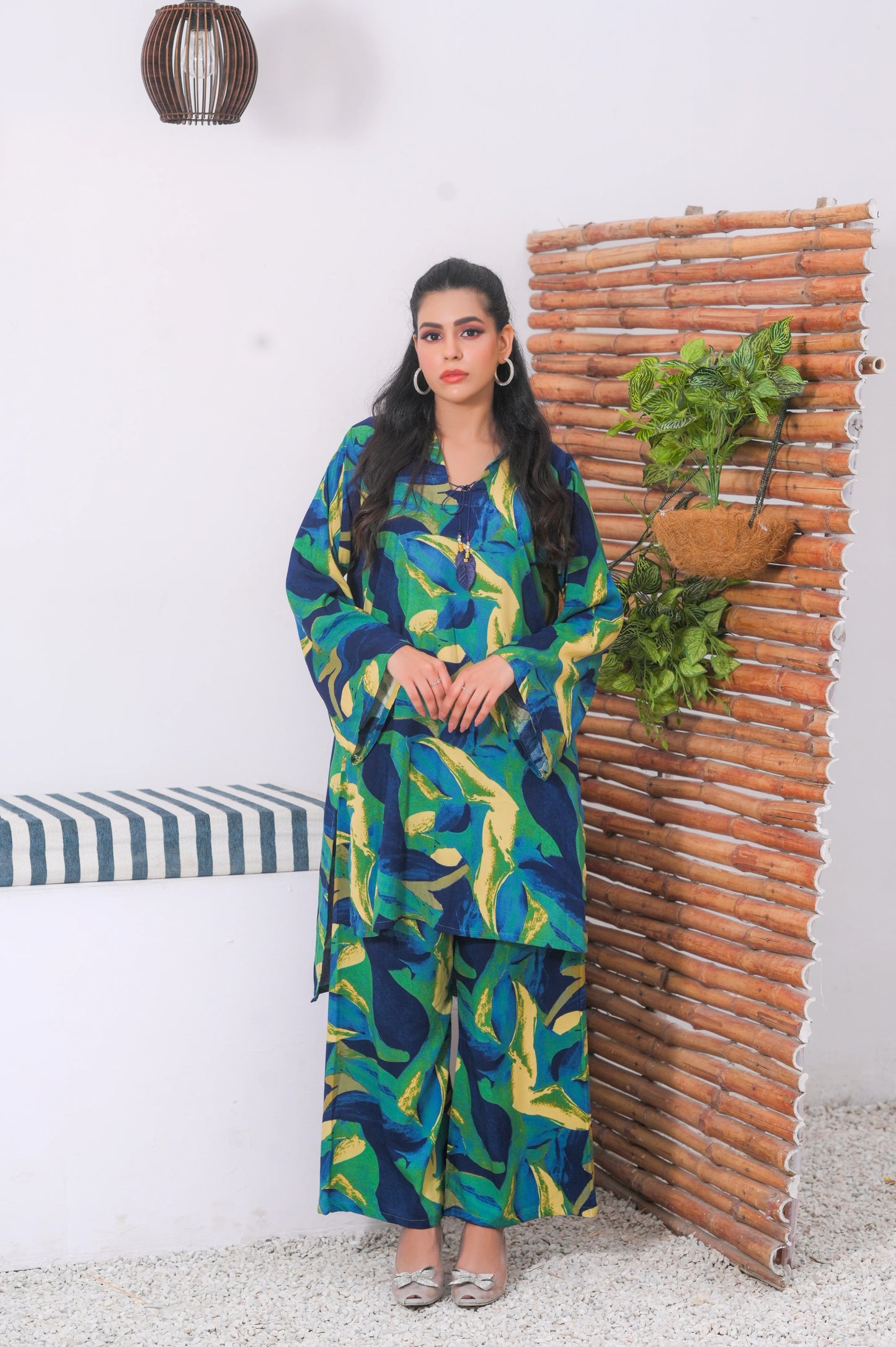 Tropical Leaf Print Co-Ord Set.