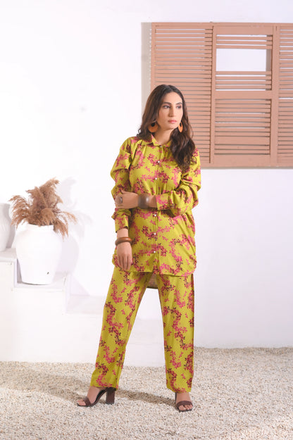 Olive Blossom Co-Ord Set.