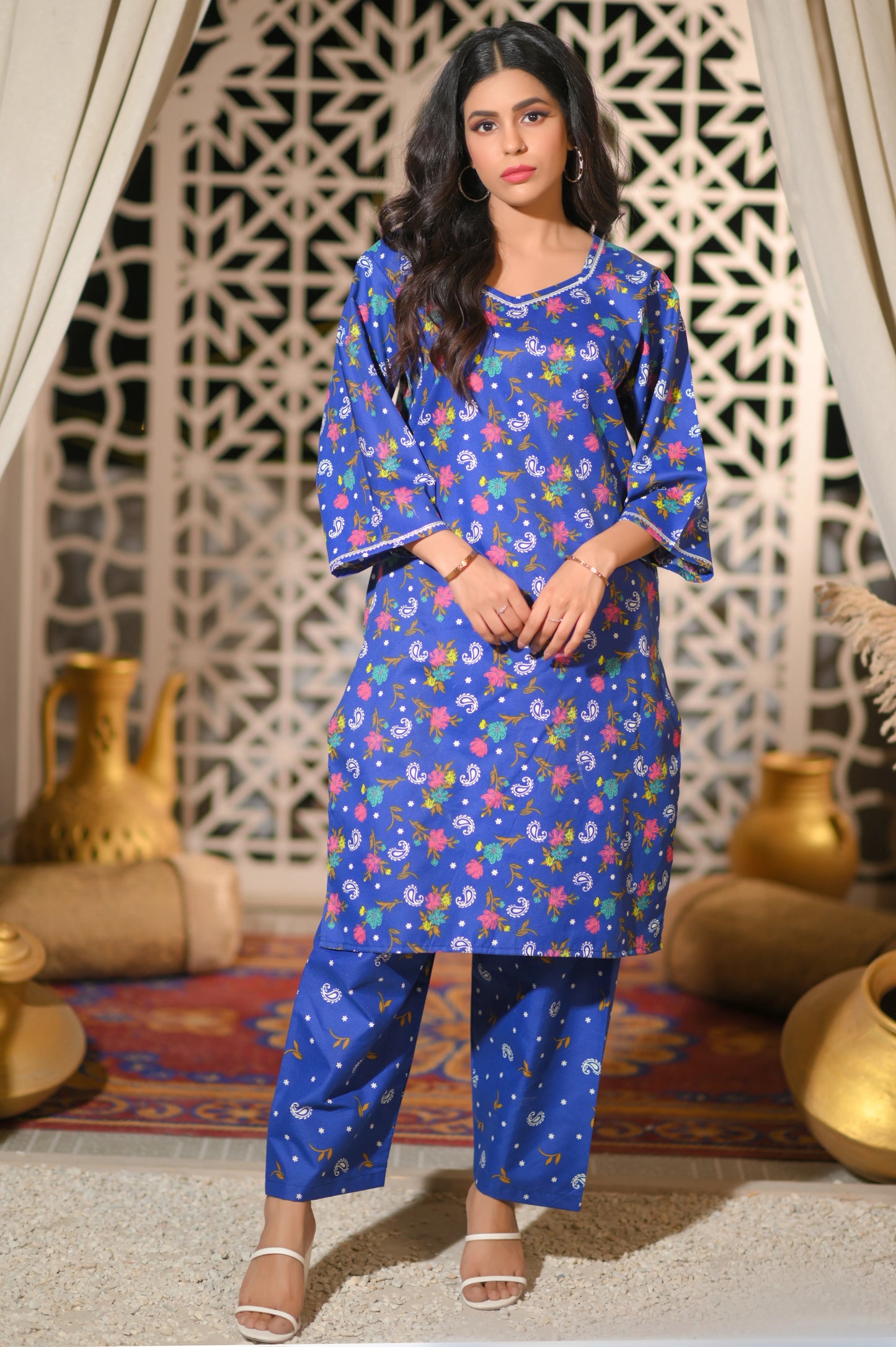 Royal Blue 2-Piece Cotton Suit.