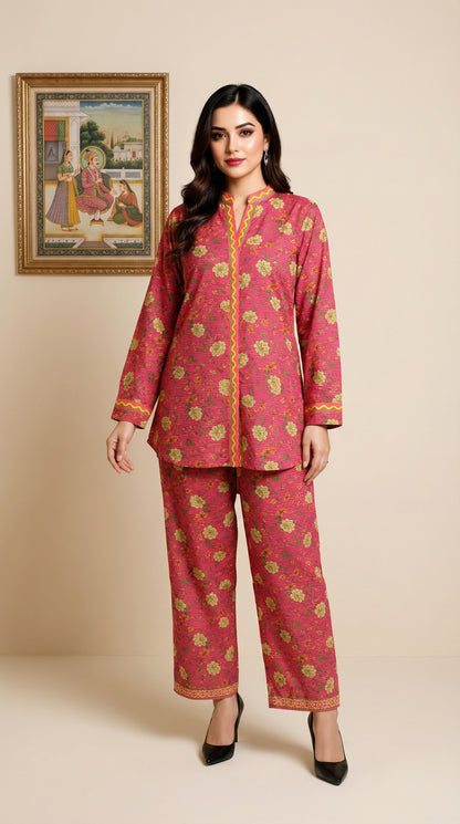 Bloom in Pink: Two-Piece Floral Co-ord Set