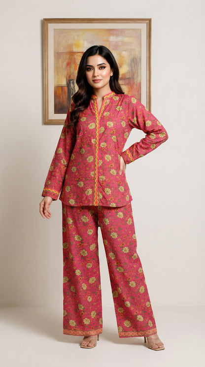 Bloom in Pink: Two-Piece Floral Co-ord Set