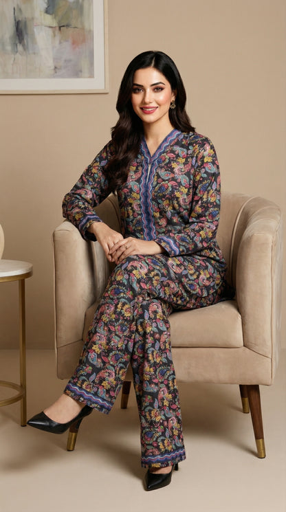 Midnight Paisley Fusion – 2-Piece Printed Co-ord Set