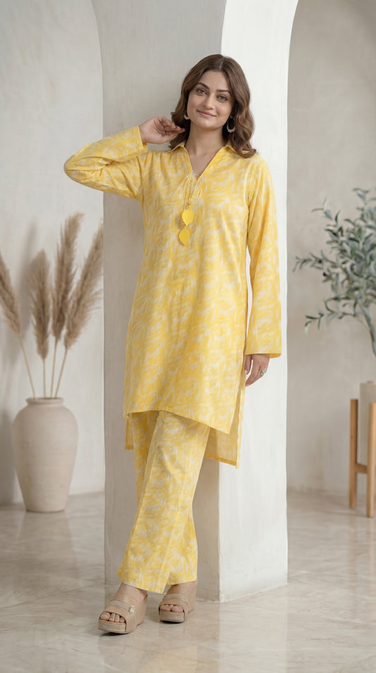Sun-Kissed Meadow | Premium Yellow Patterned Co-Ord Set
