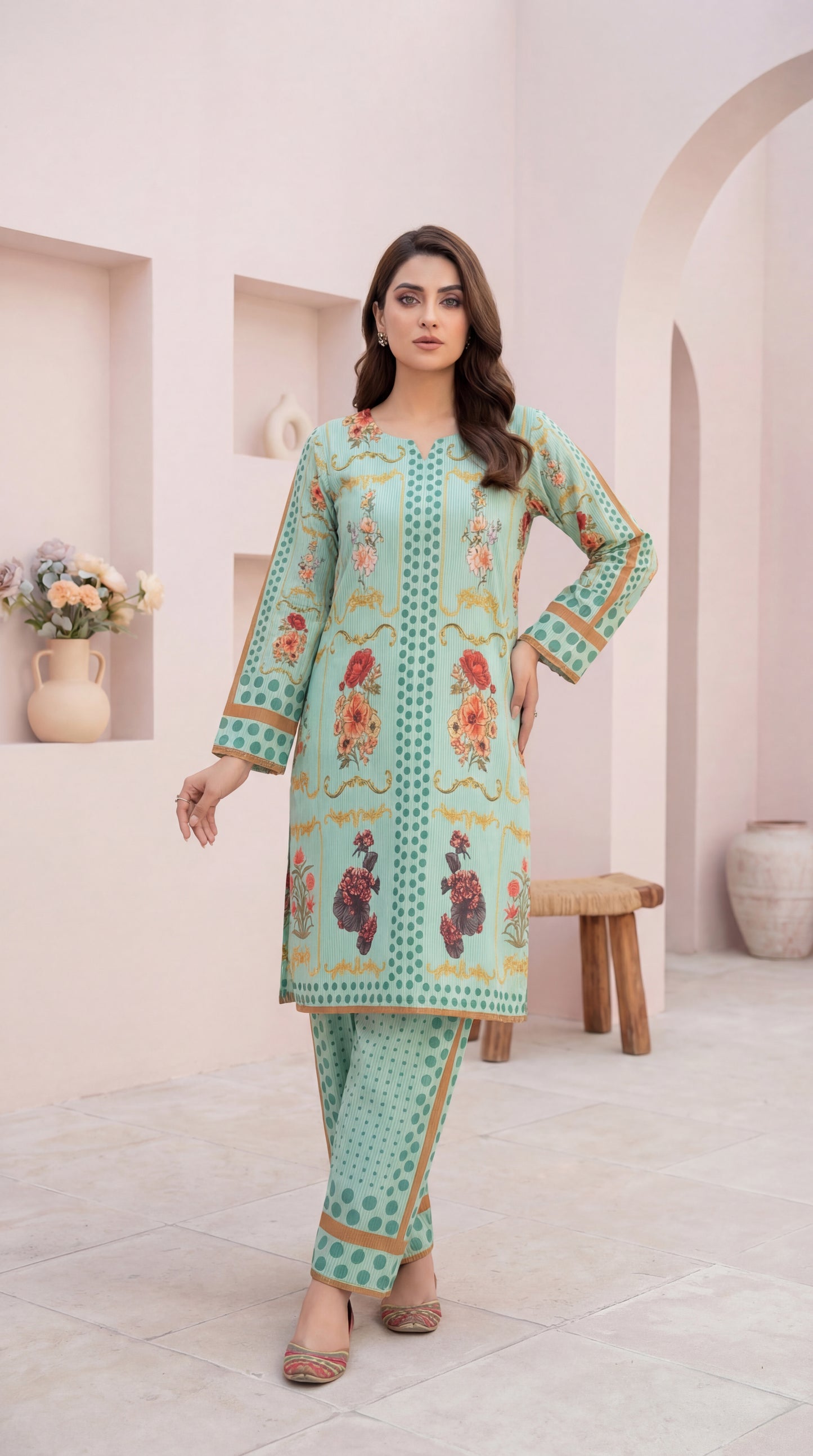 Sage Mint Floral & Polka Dot Co-ord Set