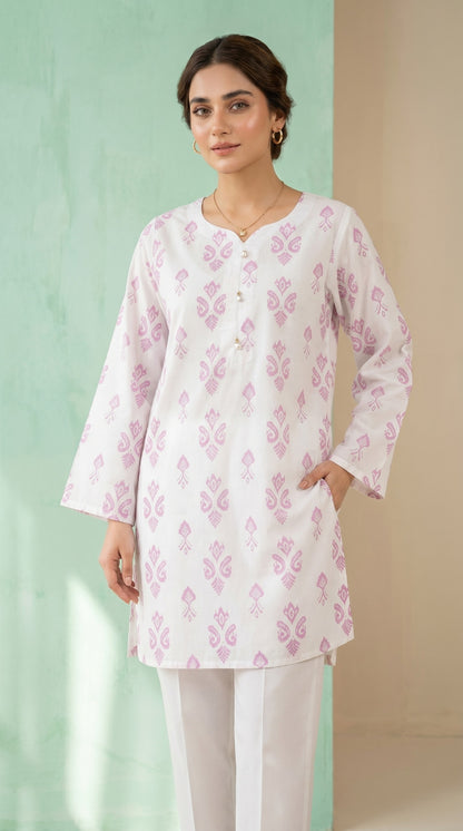 Lavender Blossom Block Printed Lawn Kurti - Elegant Summer Straight Shirt
