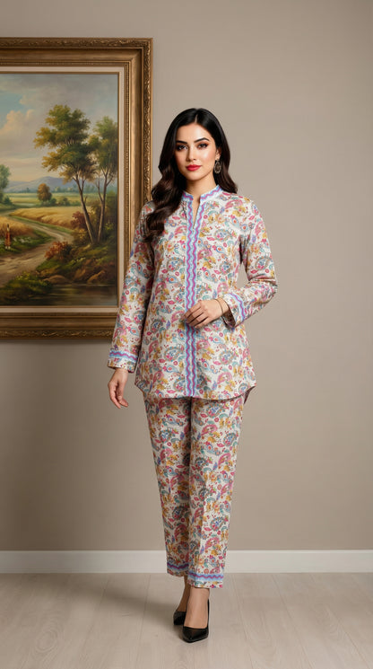 Serene Paisley Print Stitched Suit – 2 Piece Set