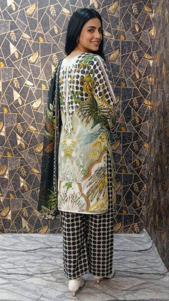 Tropical Fusion | Three-Piece Printed Lawn Suit