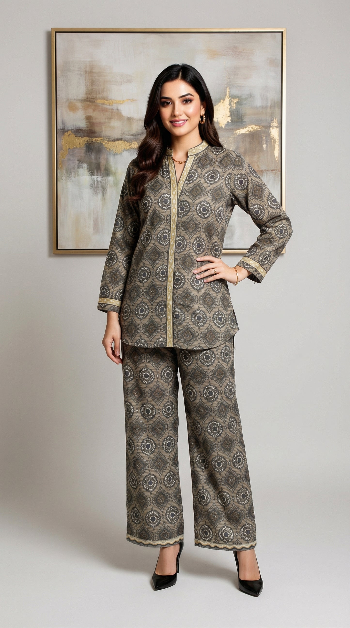 Earthtone Geometric Print Co-ord Set