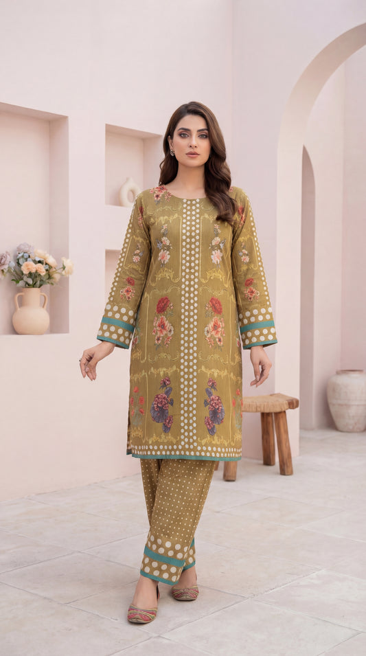 Olive Meadow: Two-Piece Floral & Polka Dot Co-ord Set