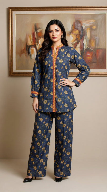 Midnight Flora Co-Ord Set | Printed Cotton Two-Piece Suit