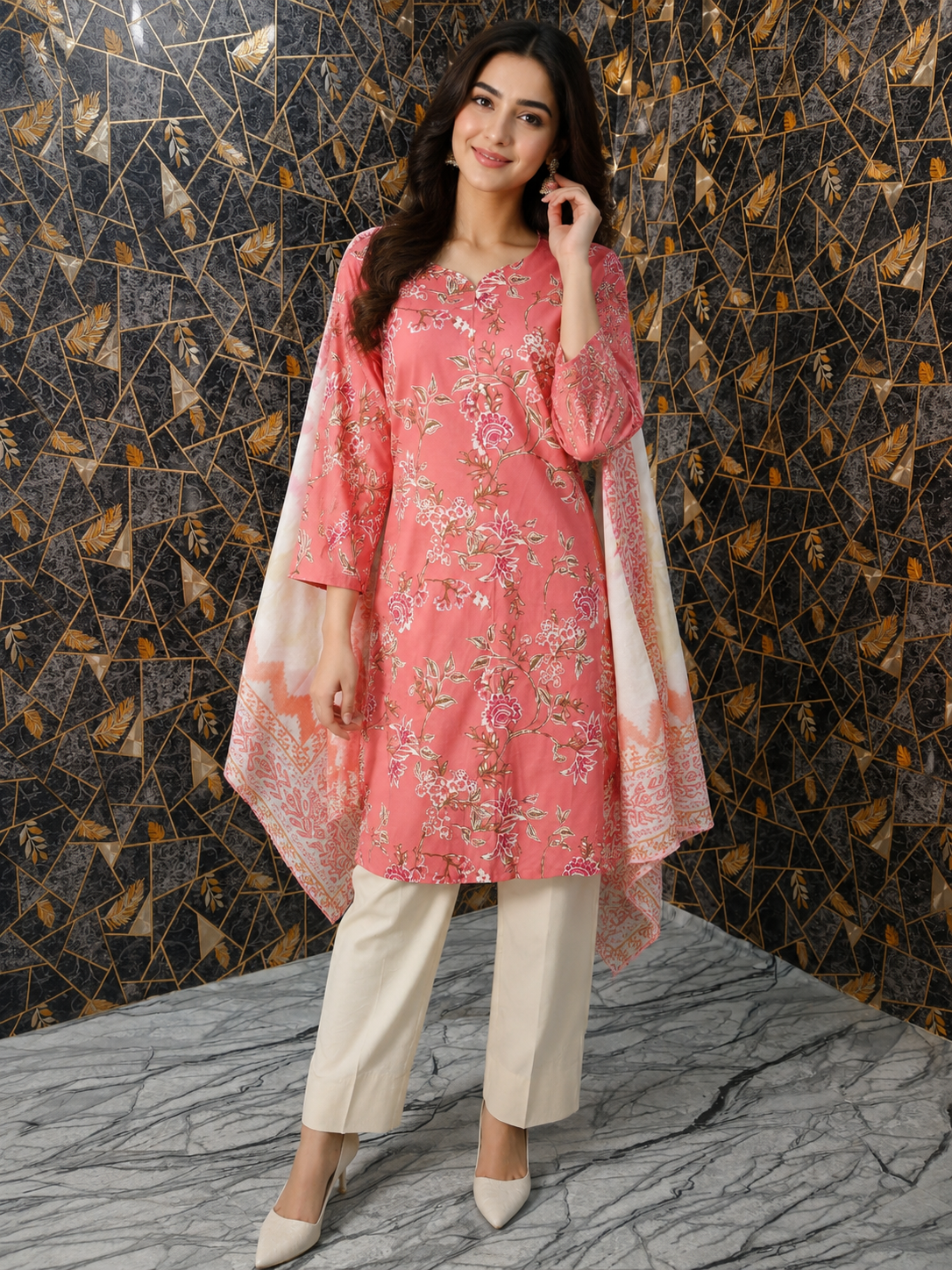 Ethereal Rose Floral Printed 3-Piece Lawn Suit