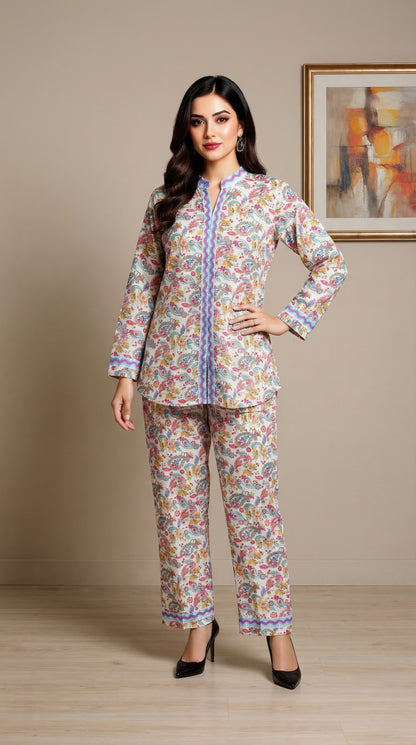 Serene Paisley Print Stitched Suit – 2 Piece Set